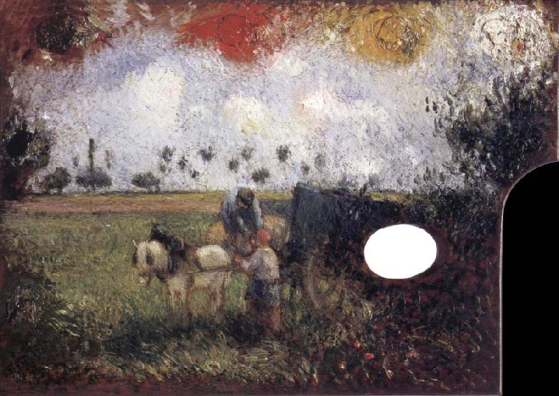 Camille Pissarro The artist-s palette with a landscape Spain oil painting art